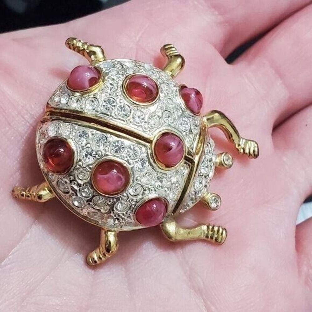 MV Vellano gold tone ladybug brooch